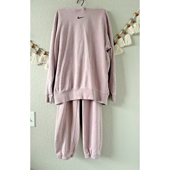 Nike Sportswear Washed Fleece Hoodie And Jogger SET In Champagne Loungewear S/M - Picture 1 of 9